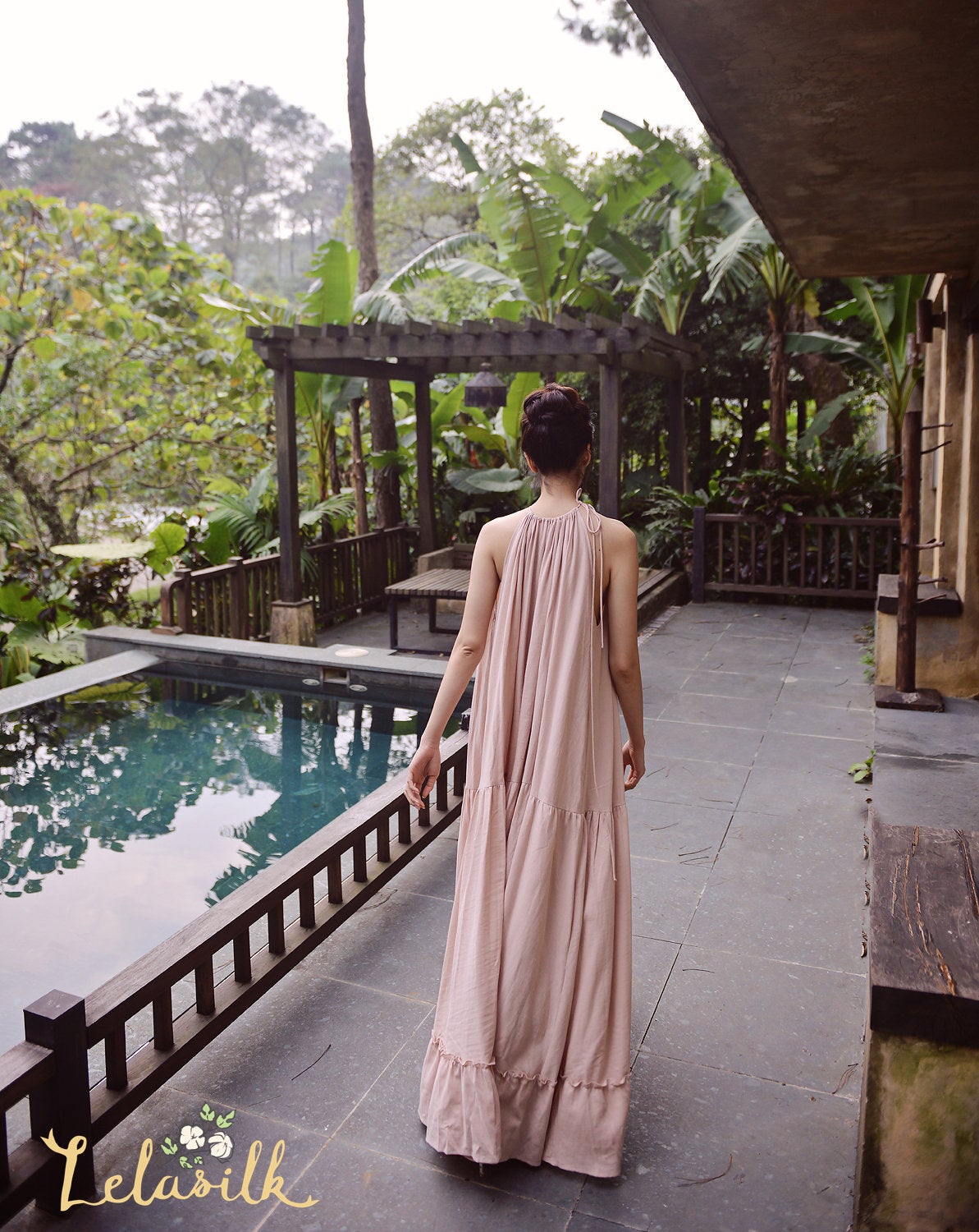 Long Cotton Dress - Organic Cotton Dress - Resort Beach Dress - Natural Fabric