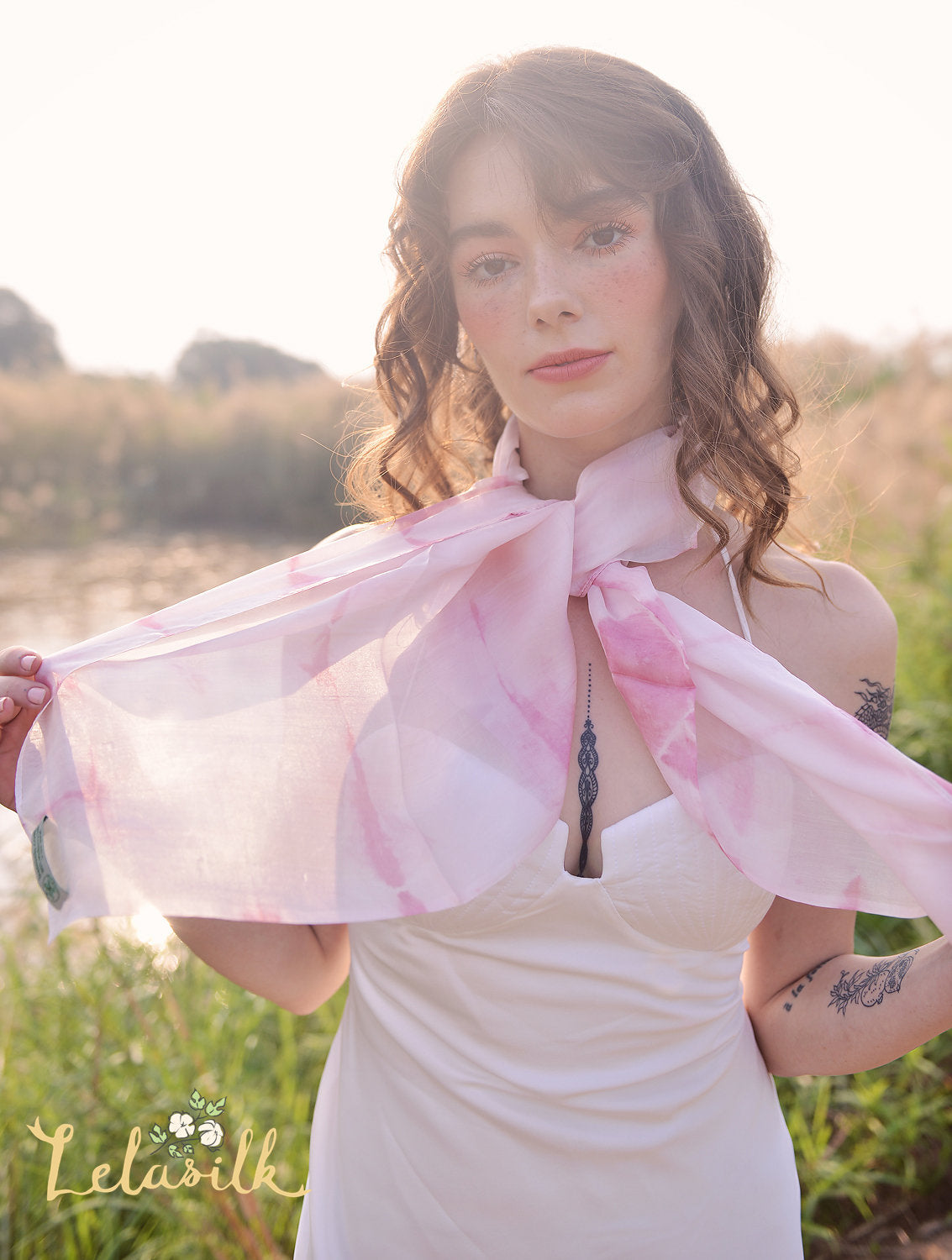 Square Silk Scarf - Natural Dyed Scarf - Light Raw Real Silk Scarf - Girlfriend Gift Ideas - Gift for Wife - Best Gift Ideas