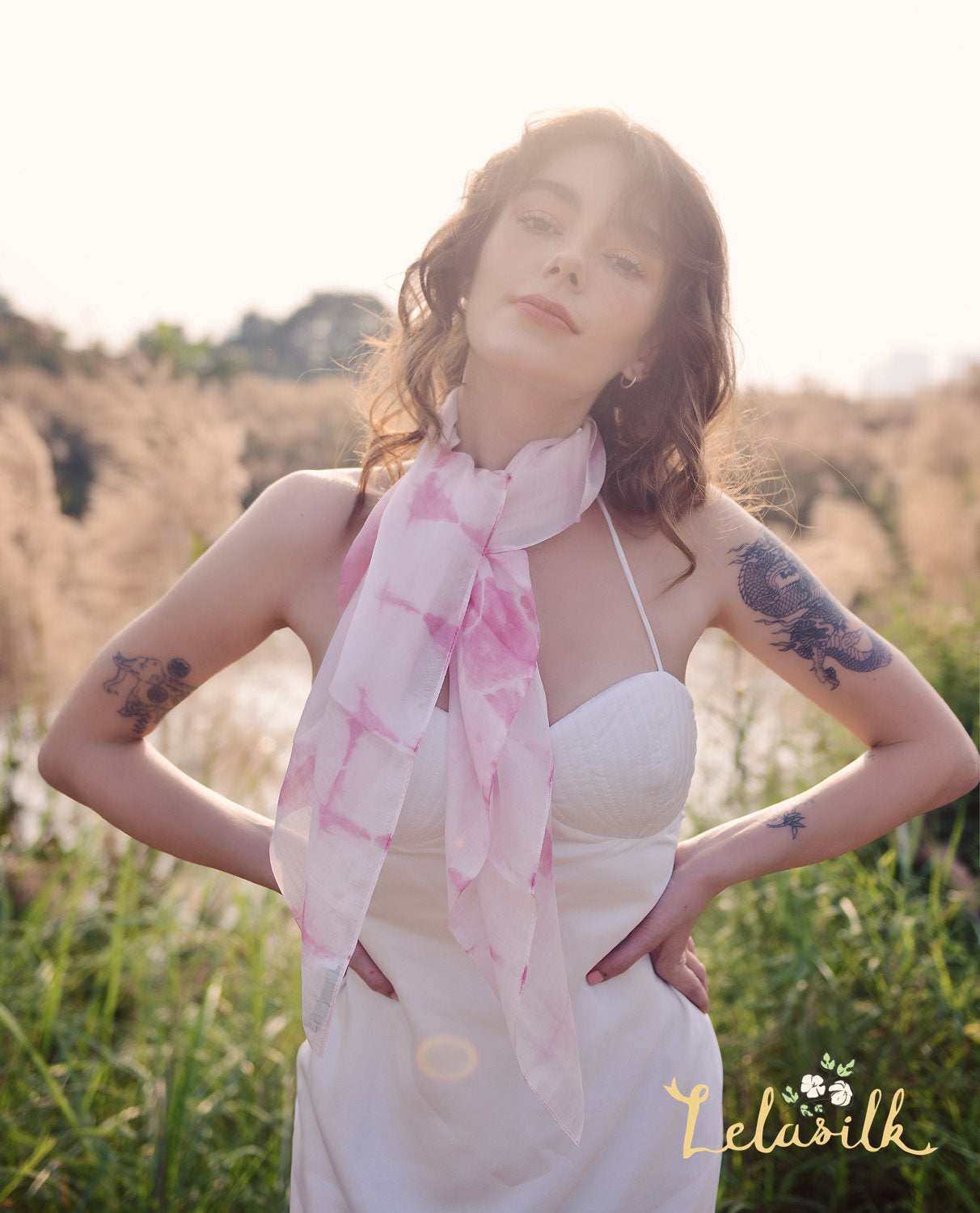 Square Silk Scarf - Natural Dyed Scarf - Light Raw Real Silk Scarf - Girlfriend Gift Ideas - Gift for Wife - Best Gift Ideas