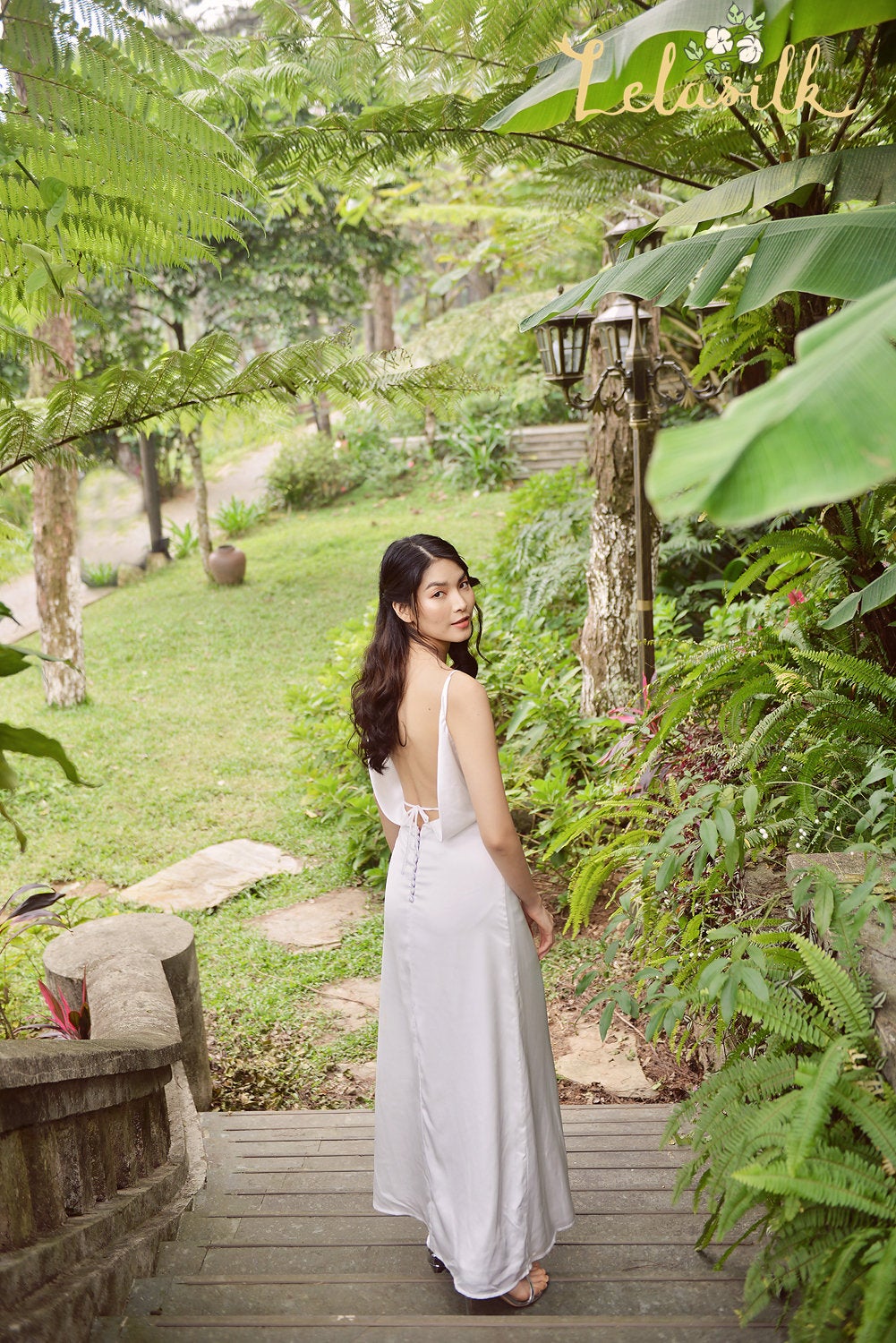 Backless Silk Dress - Simple Bridal Gown - White Silk Dress