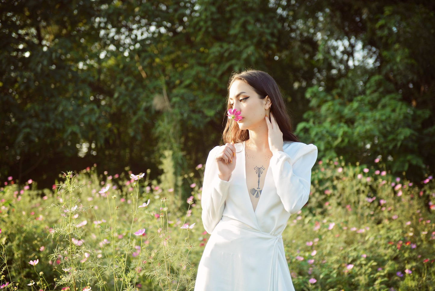 Long Wrap Silk Dress - Wrap Robe Dress - Formal Cocktail dress - Wedding Simple Dress