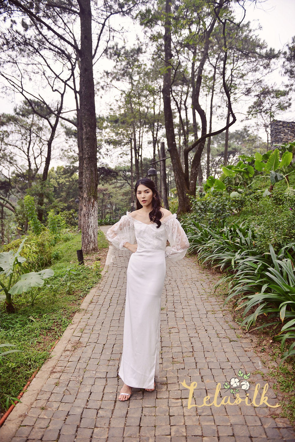Off Shoulder Lace Wedding Dress - Lace Bridal Dress - White Lace Dress