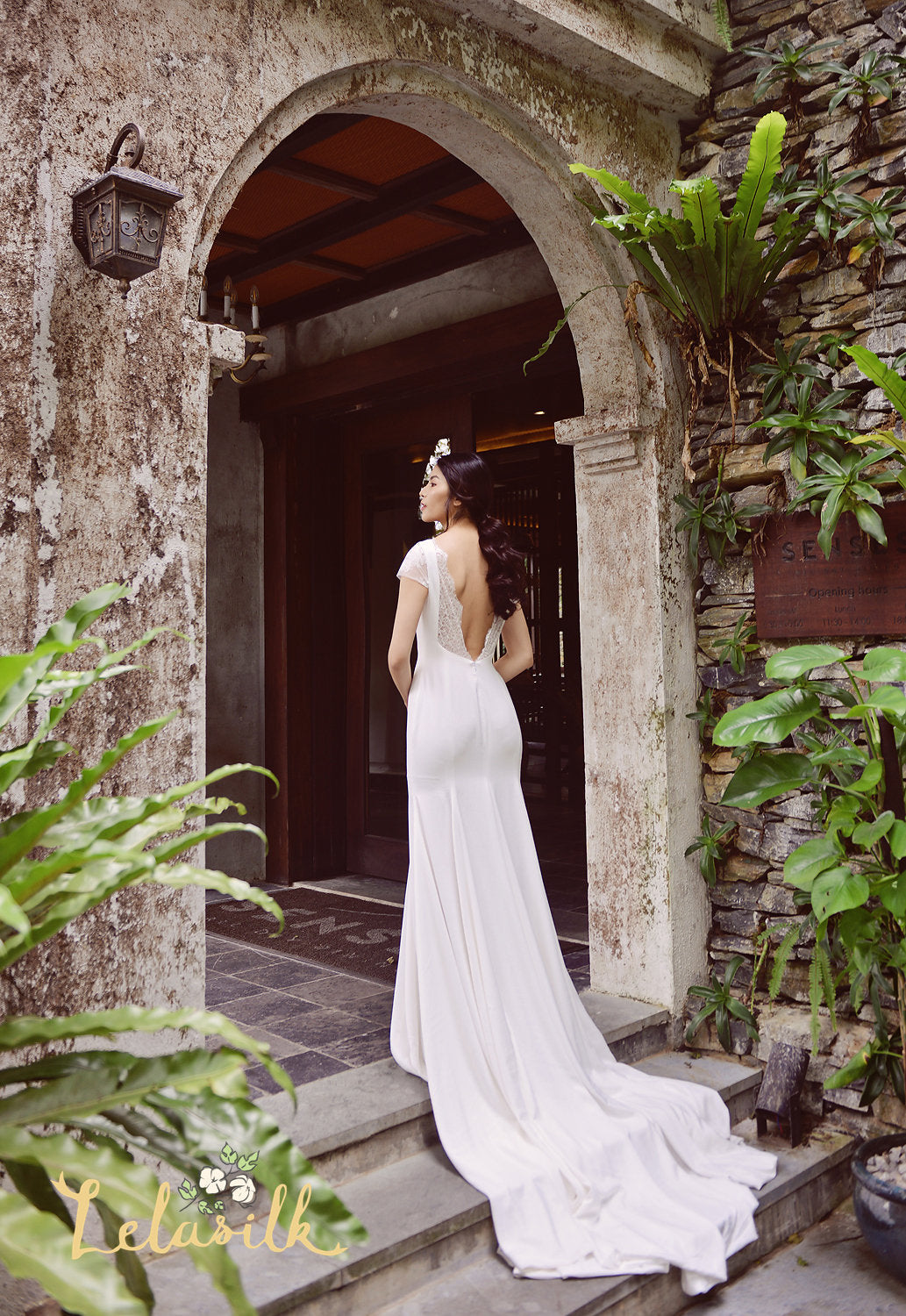 Lowback Bridal Gown - Mermaid Wedding Dress - Fitted Silk Wedding Dress