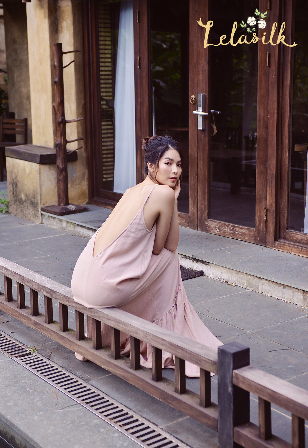 Backless Cotton Dress - Openback Cotton Dress - Sexy Resort Dress