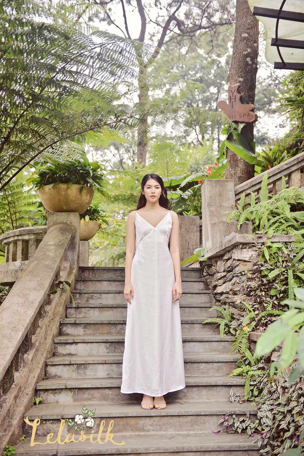 Backless Silk Dress - Simple Bridal Gown - White Silk Dress