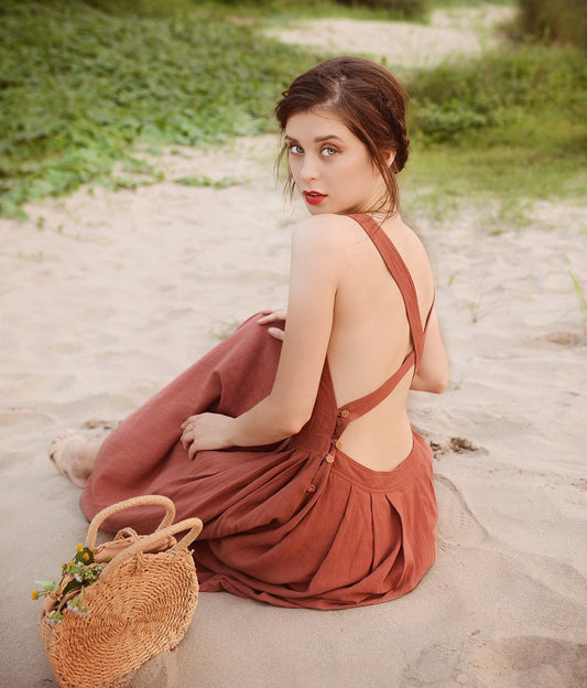 Apron Cotton Dress - Linen Apron Dress - Organic Cotton Dress - Dress For Women - Natural Fabric
