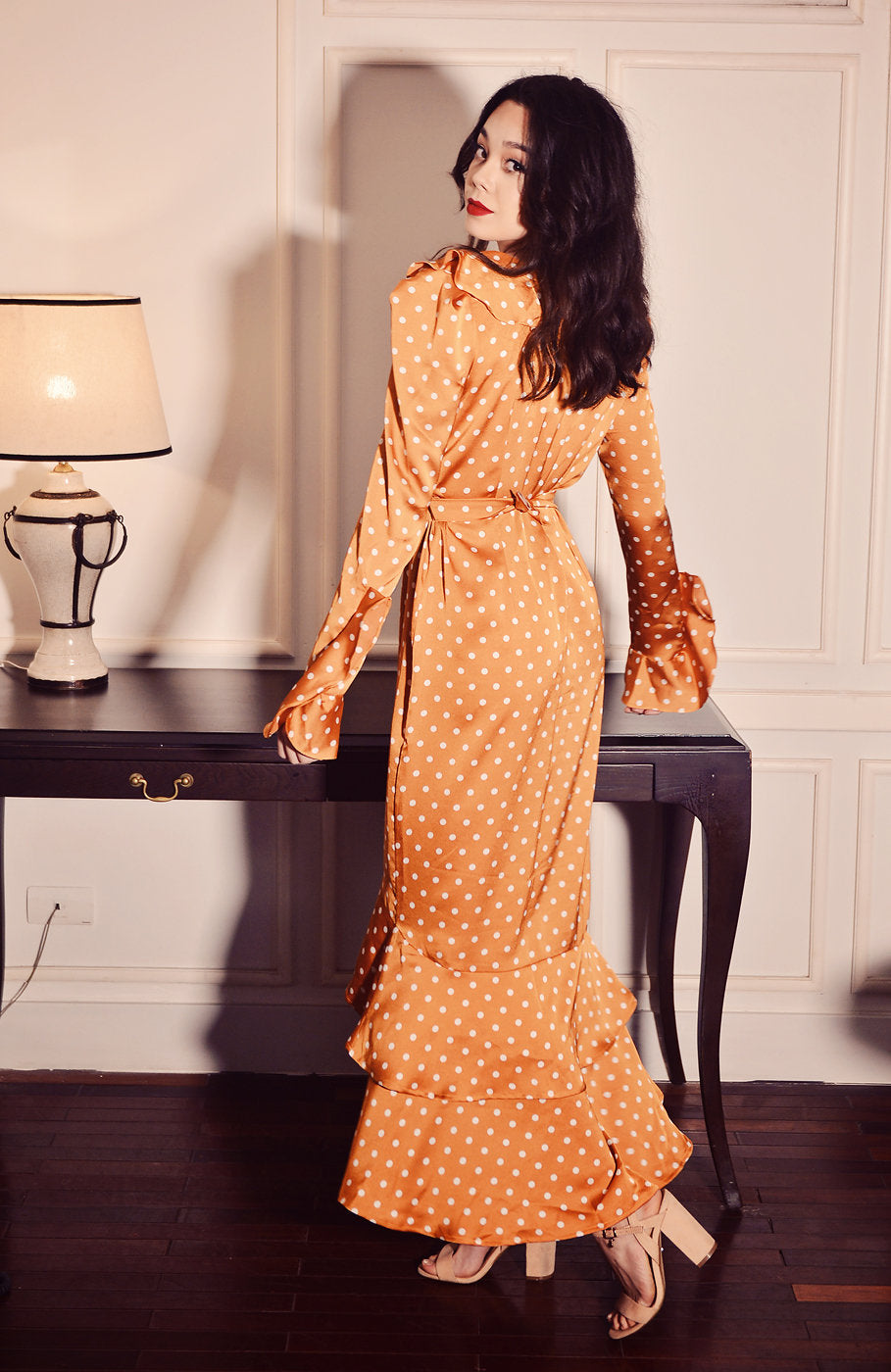 Polka Dot Silk Dress - Formal Cocktail dress - Party Silk Dress - Lelasilk