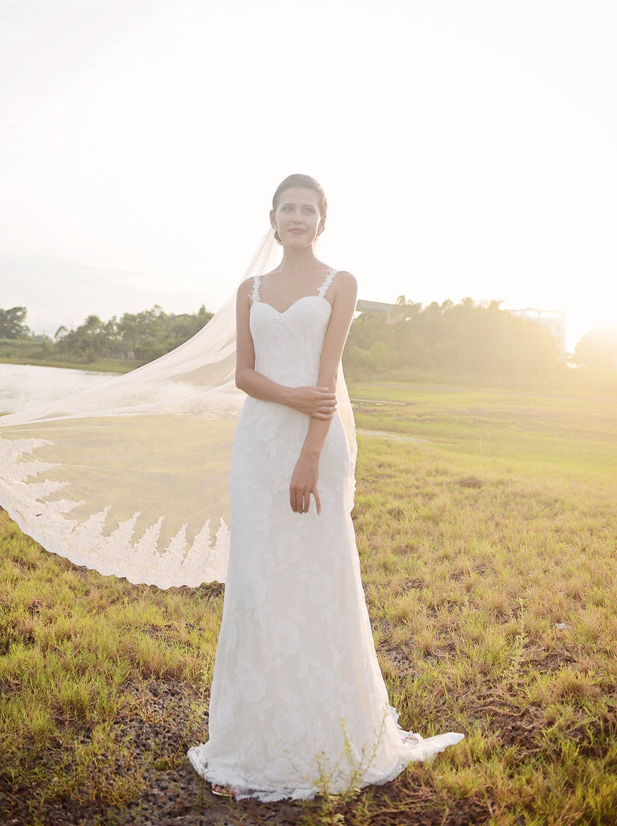 Trumpet Lace Wedding Gown - Lace Wedding Dress - Bridal Lace Gown - Tailor to your measurements