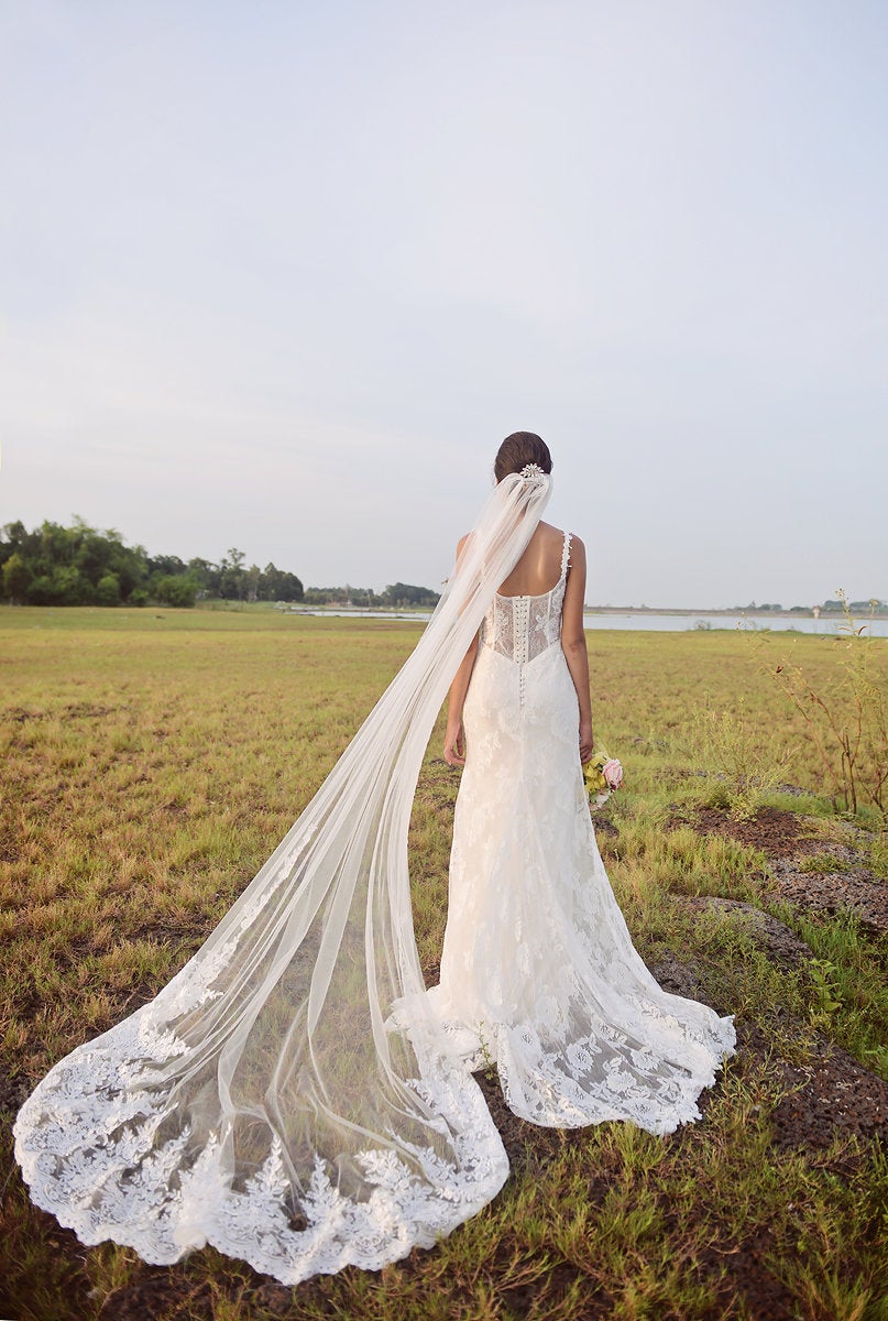 Trumpet Lace Wedding Gown - Lace Wedding Dress - Bridal Lace Gown - Tailor to your measurements