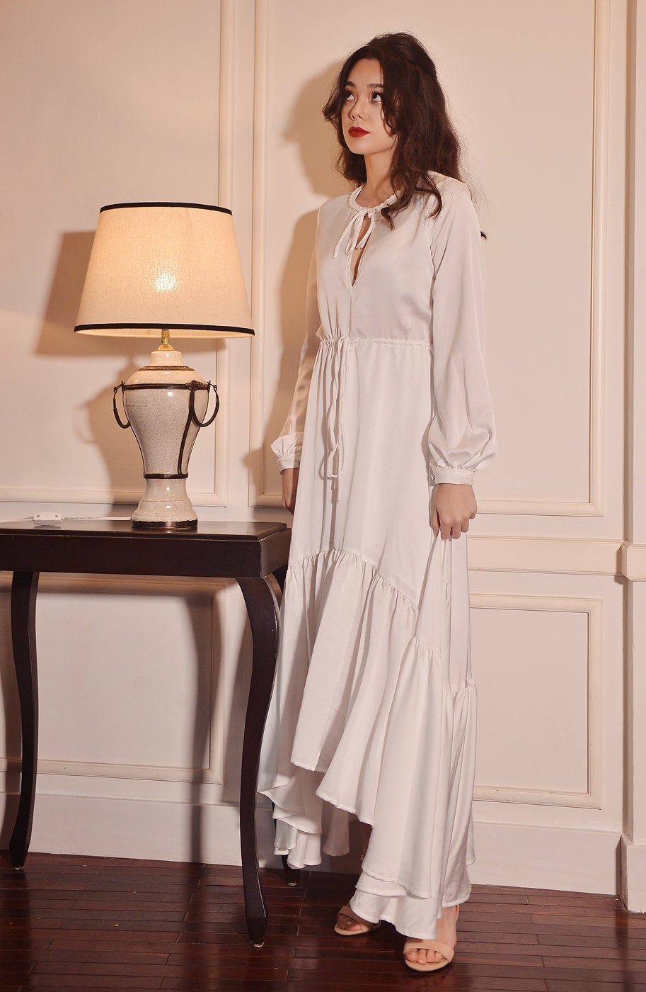 Vintage Style Sleeping Gown - Silk Sleeping Gown - Silk Sleepwear