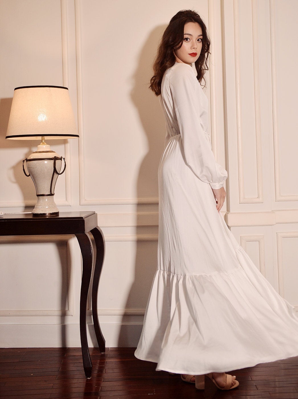 Vintage Style Sleeping Gown - Silk Sleeping Gown - Silk Sleepwear