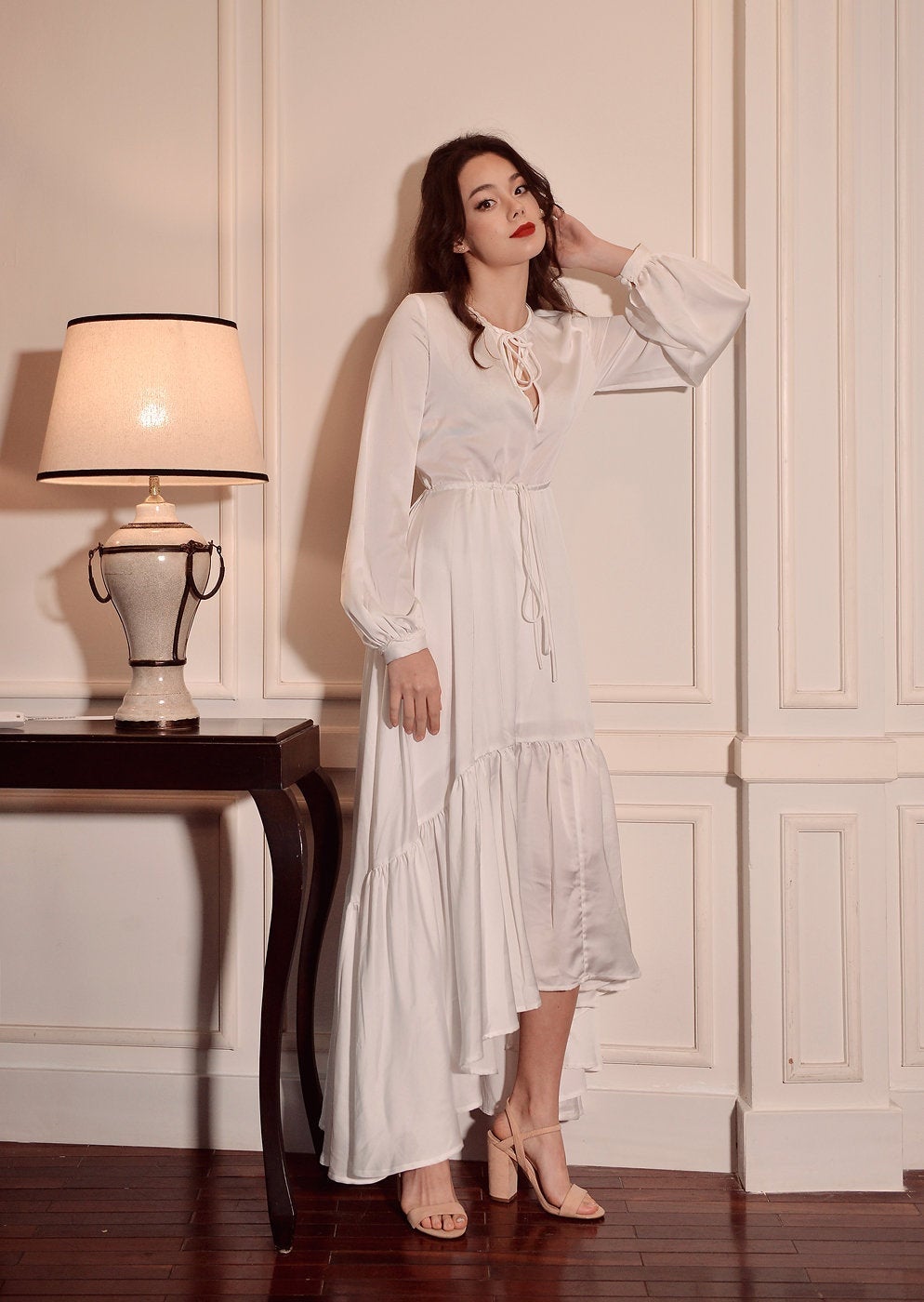 Vintage Style Sleeping Gown - Silk Sleeping Gown - Silk Sleepwear