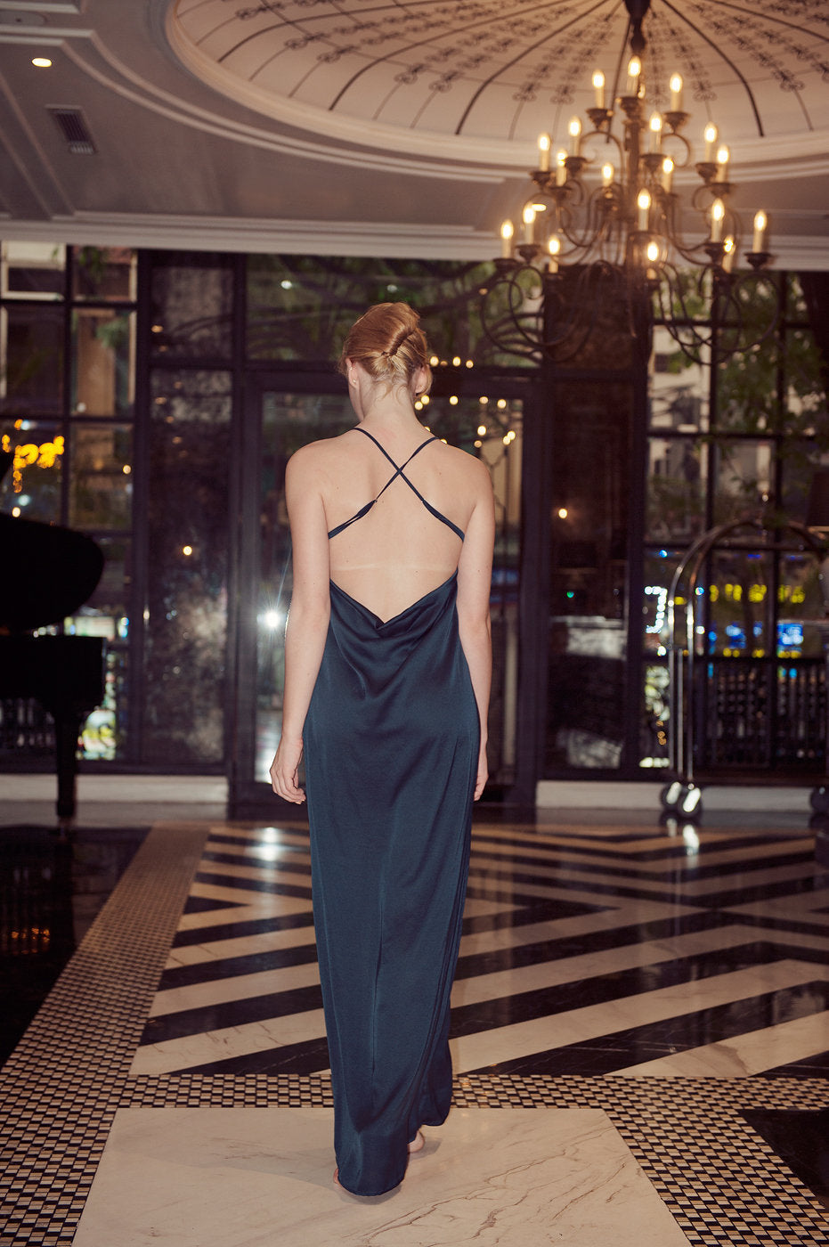 Cross Back Silk Dress - Cowl Back Silk Dress - Silk Prom Dress