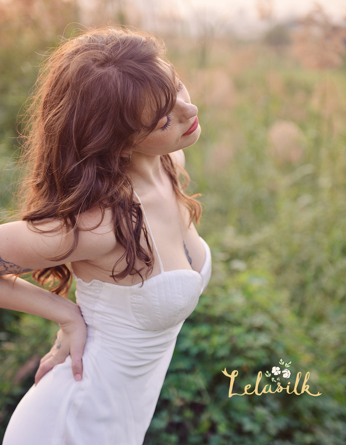 Seashell Silk Dress - Ivory Silk Dress - Long Silk Dress
