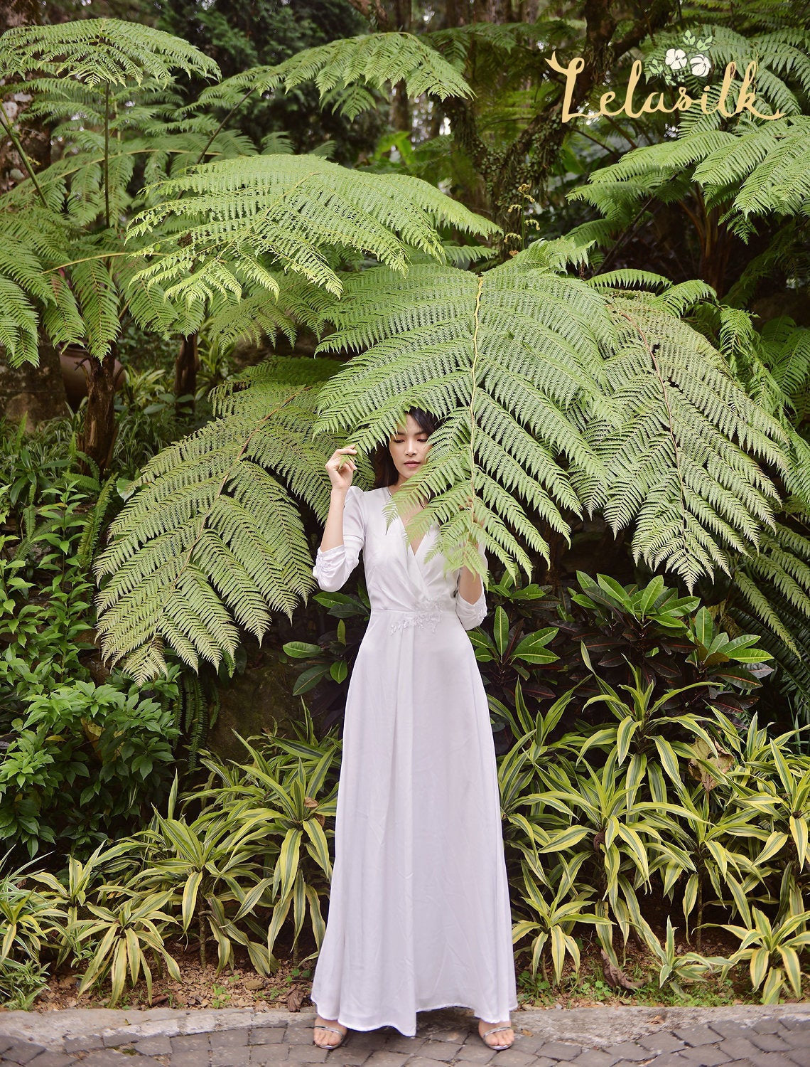 Simple Wedding Dress - Women Long Dress - Embroidered Waist Dress - Long Silk Dress