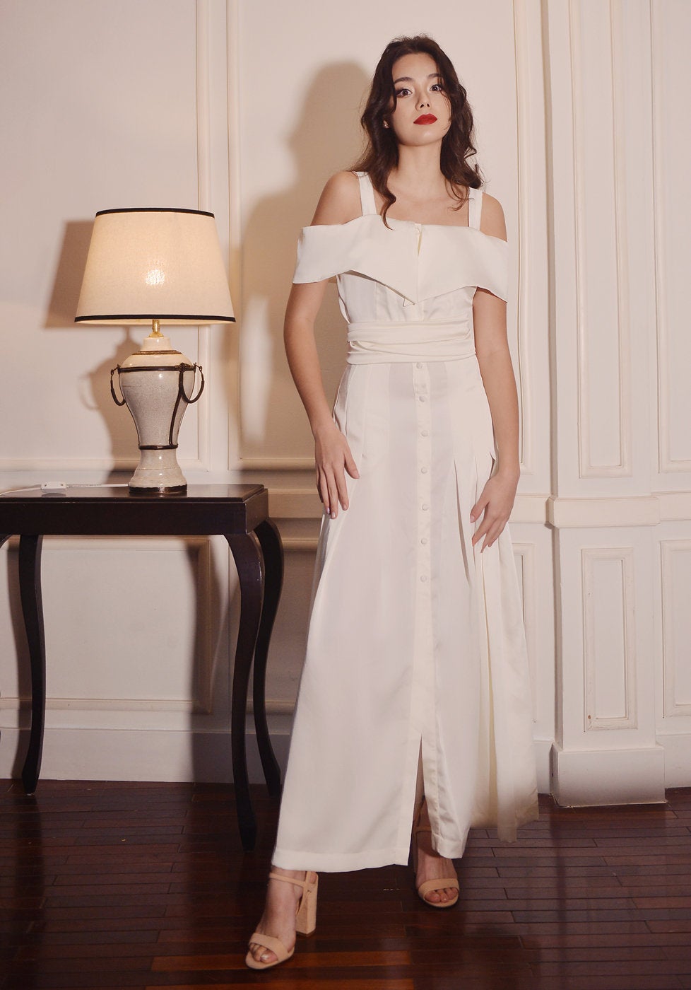 Off Shoulder Silk Dress - Long Silk Dress - Women Summer Midi Dress