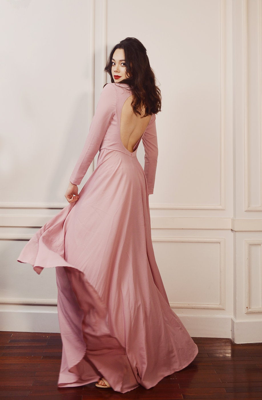 Long Silk Dress - Women Silk Dress - Silk Evening Gown - Wedding Guest Dress - LelaSilk