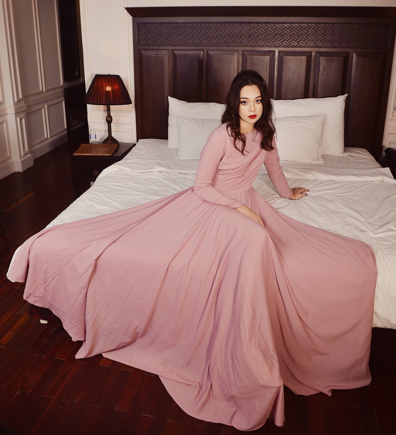 Long Silk Dress - Women Silk Dress - Silk Evening Gown - Wedding Guest Dress - LelaSilk