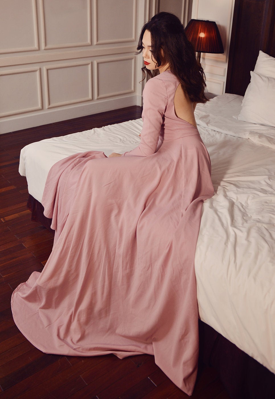 Long Silk Dress - Women Silk Dress - Silk Evening Gown - Wedding Guest Dress - LelaSilk