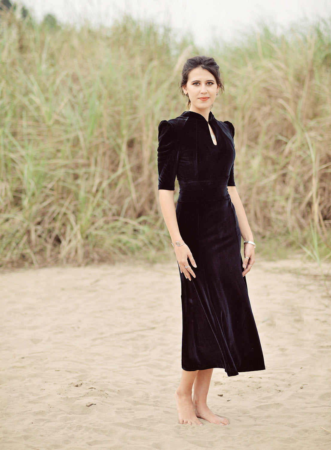 Velvet Vintage Style Dress - Women Velvet Dress - Velvet Formal Dress