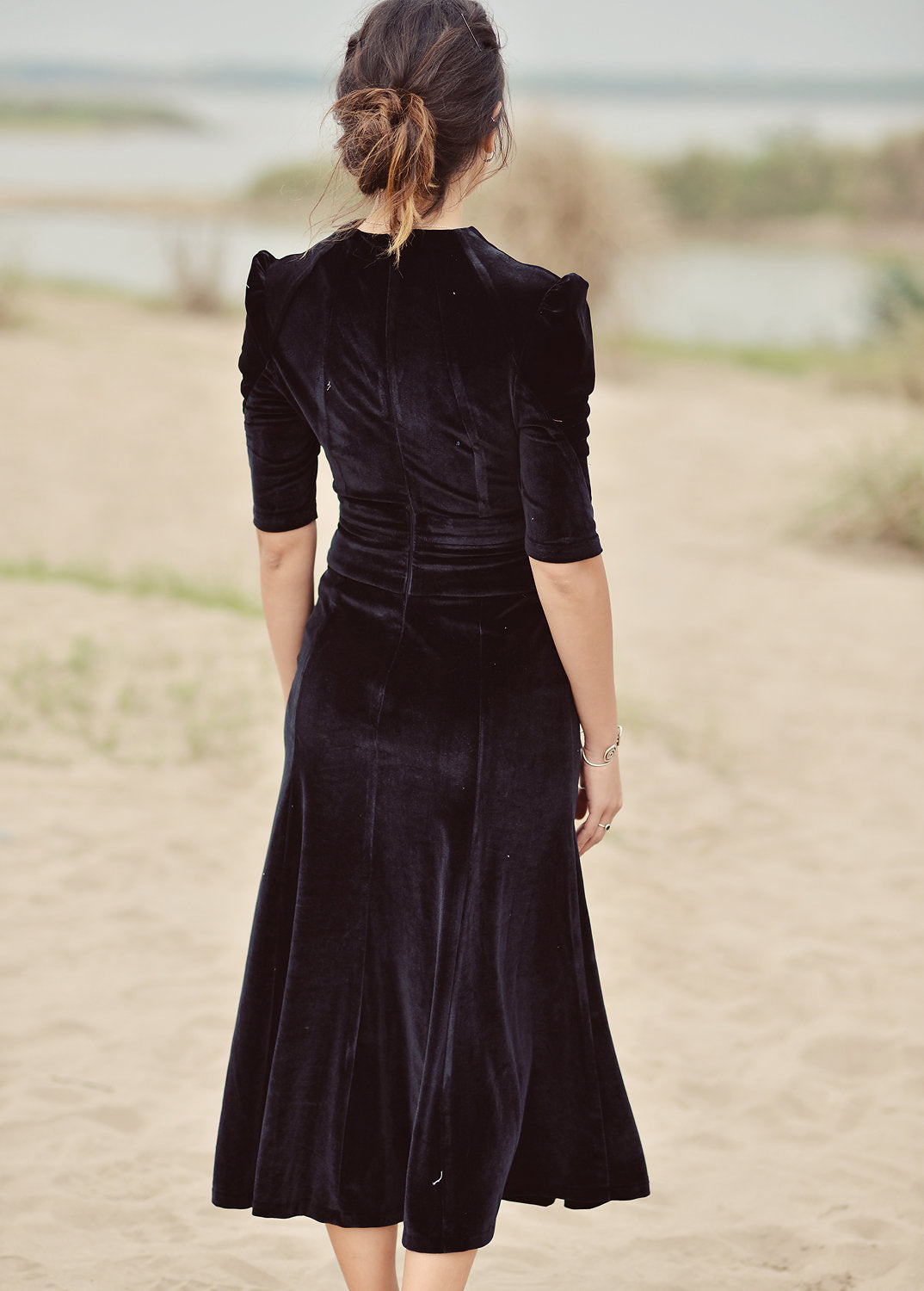 Velvet Vintage Style Dress - Women Velvet Dress - Velvet Formal Dress