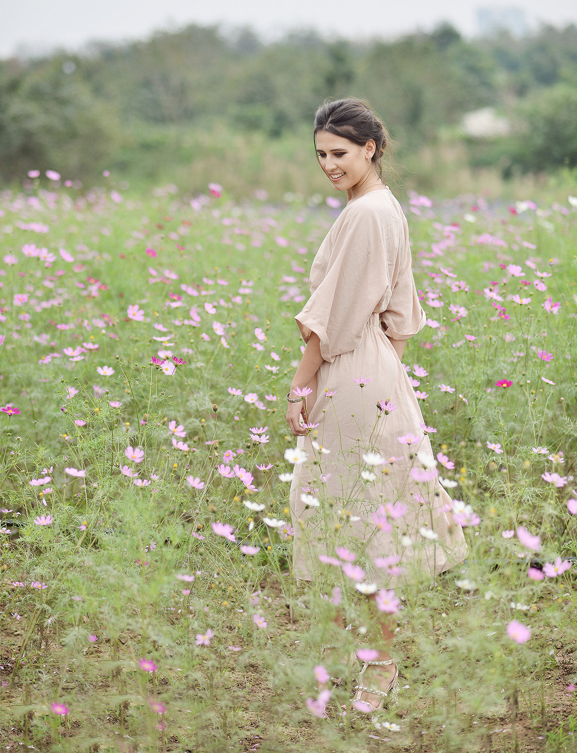 Linen Pleated Dress - Organic Cotton Dress - Women Long Robe Dress - Eco-Friendly Clothing