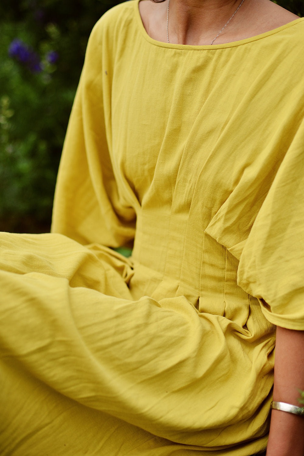 Linen Dress - Cotton Summer Dress - Women Midi Dress - Pleated Dress