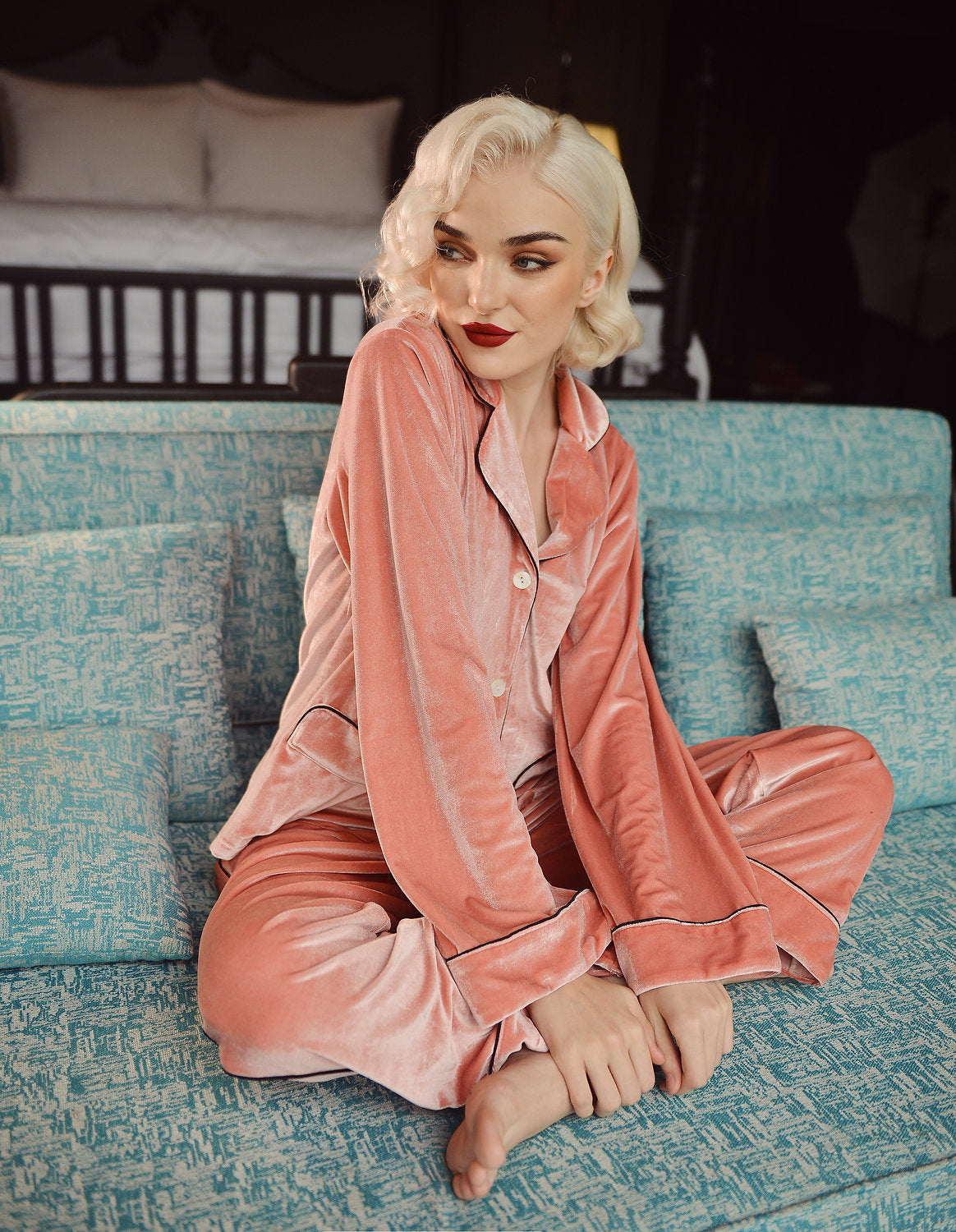 Long Sleeve Pajamas for Women - Winter Velvet Pajamas - Velvet Women PJs - Gift for Her
