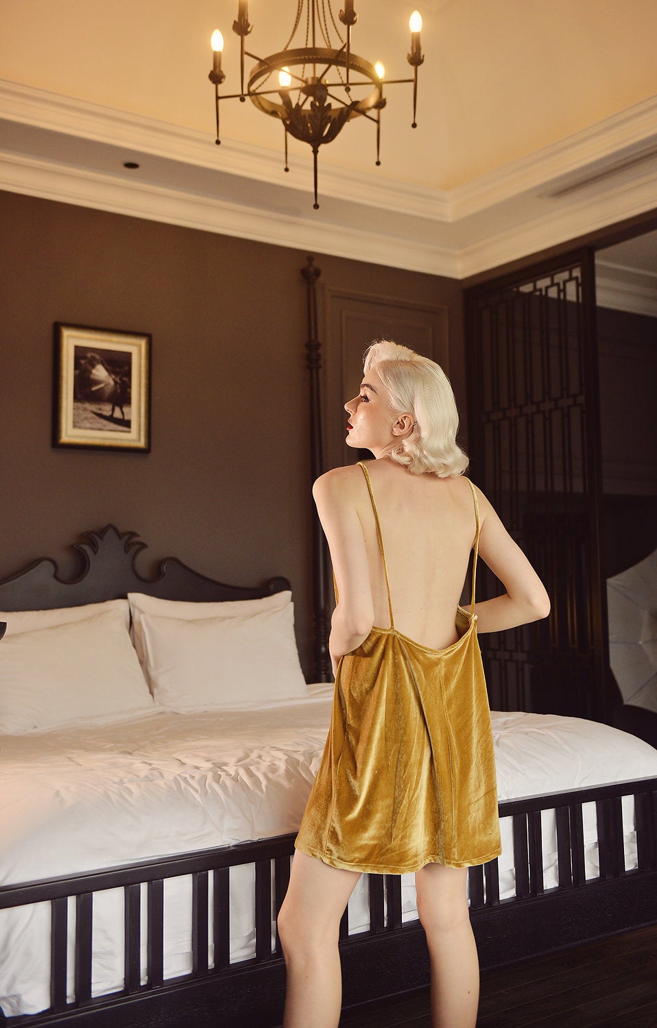 Openback Velvet Slip - Velvet Night Gown - Velvet Sleep Gown - Backless Nightgown - Gift For Her