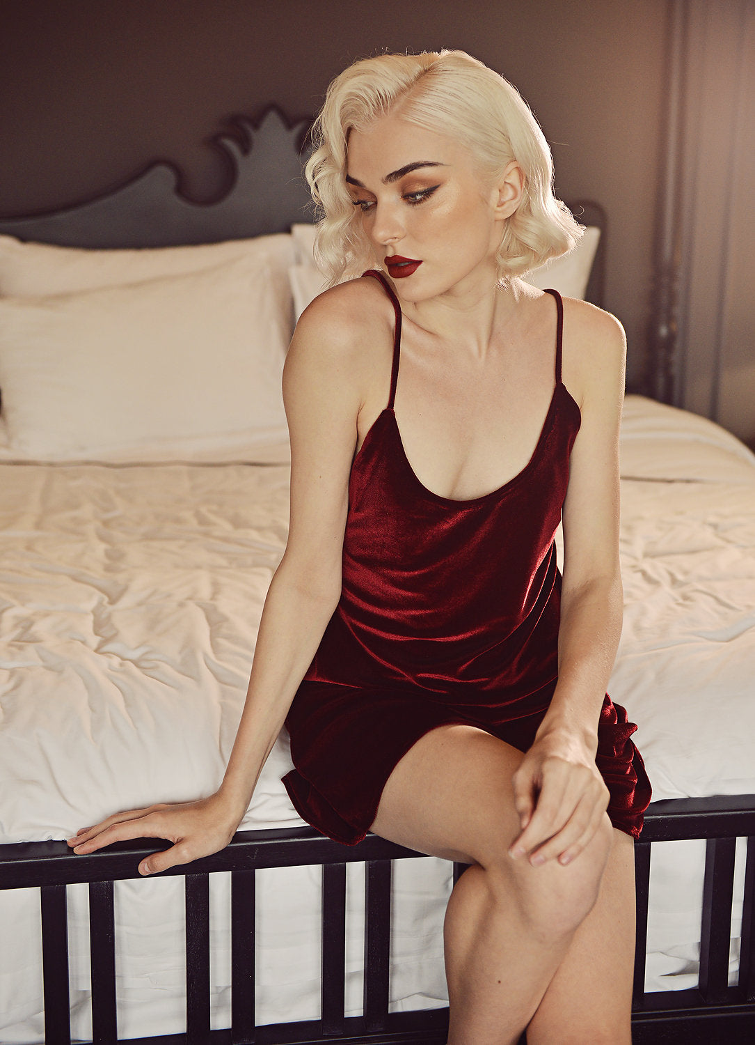 Short Openback Dress - Women Velvet Dress - Velvet Casual Dress