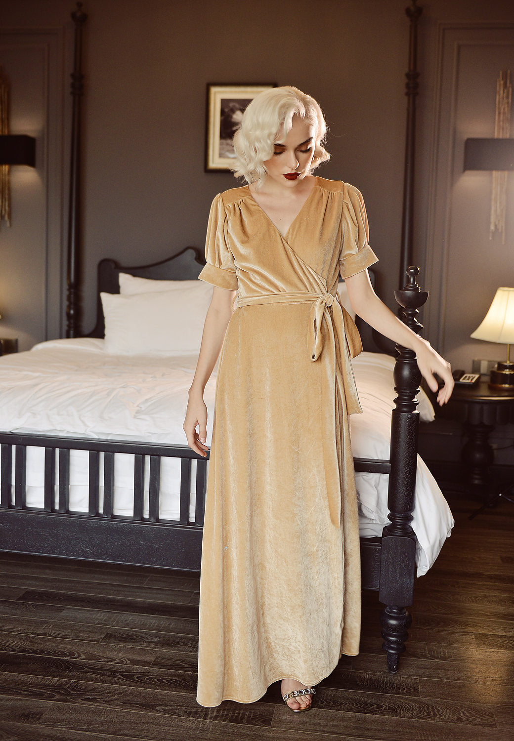 Wrap Velvet Dress - Dress with Sleeves - Velvet Bridesmaids Dress