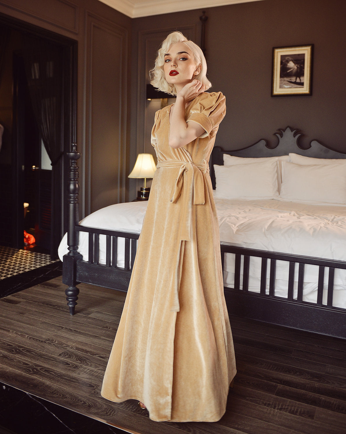 Wrap Velvet Dress - Dress with Sleeves - Velvet Bridesmaids Dress