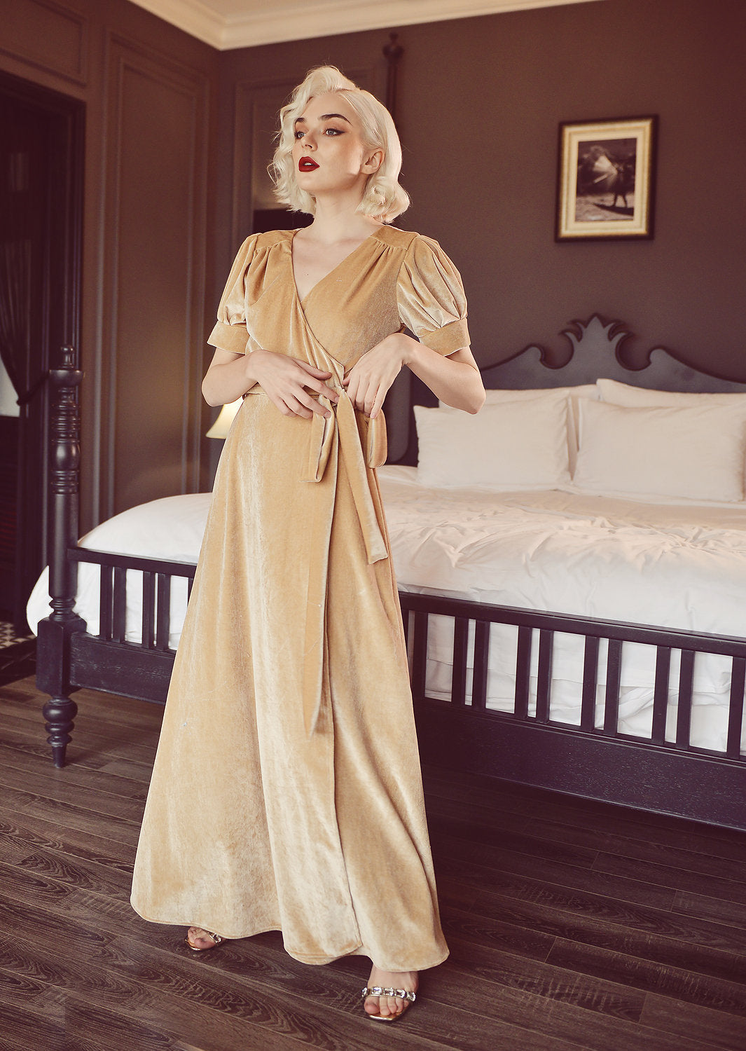 Wrap Velvet Dress - Dress with Sleeves - Velvet Bridesmaids Dress