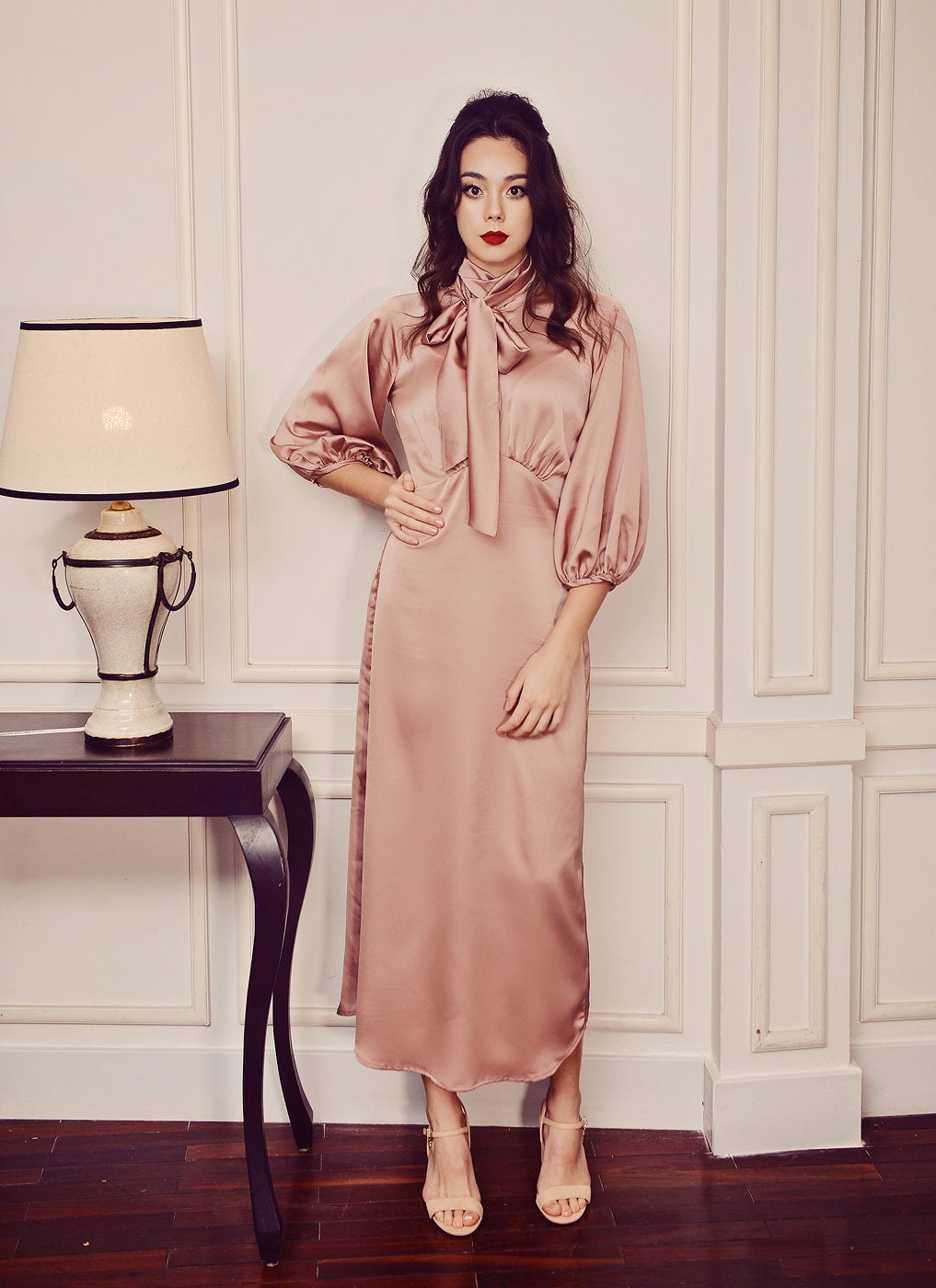 Midi Silk Dress - Bridesmaids Silk Dress - Church Silk Dress