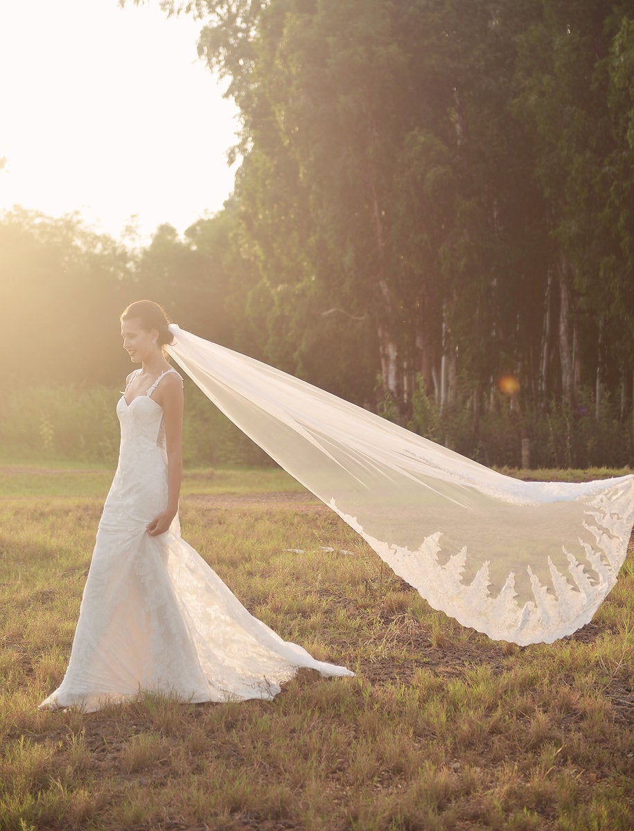 Trumpet Lace Wedding Gown - Lace Wedding Dress - Bridal Lace Gown - Tailor to your measurements
