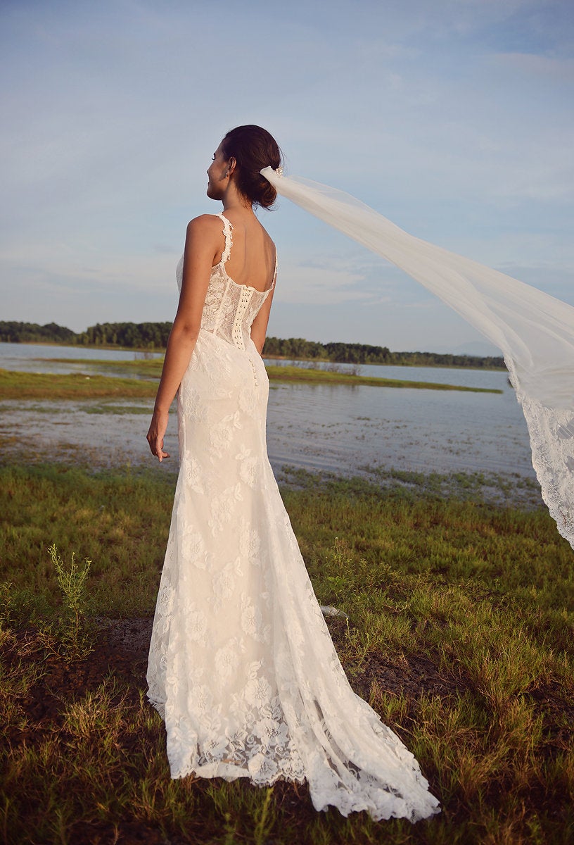 Trumpet Lace Wedding Gown - Lace Wedding Dress - Bridal Lace Gown - Tailor to your measurements