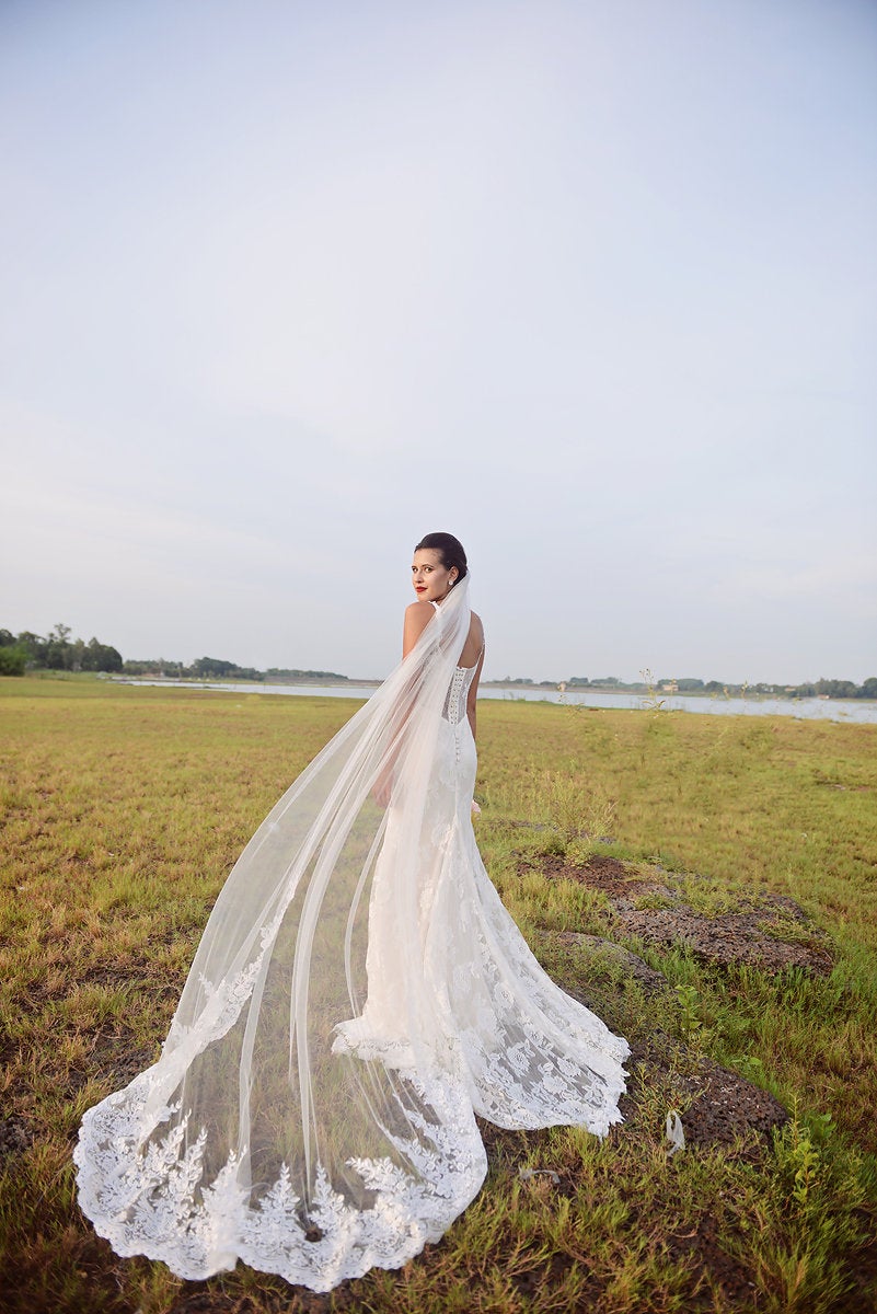 Trumpet Lace Wedding Gown - Lace Wedding Dress - Bridal Lace Gown - Tailor to your measurements