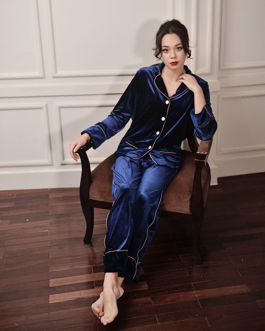 Velvet Pajamas Women - Royal Blue Pjs - Women Velvet Pjs - Christmas Pjs