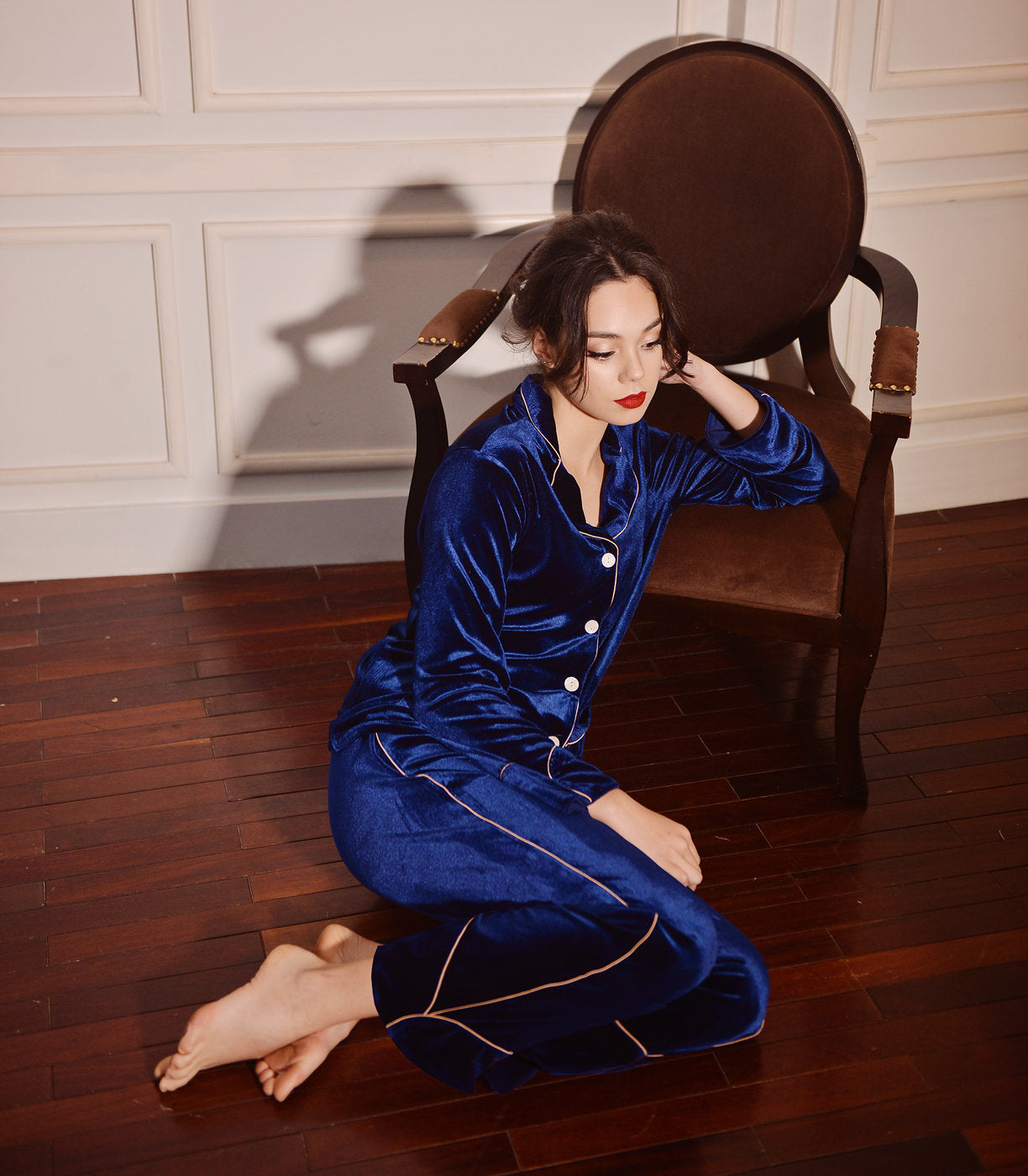 Velvet Pajamas Women - Royal Blue Pjs - Women Velvet Pjs - Christmas Pjs