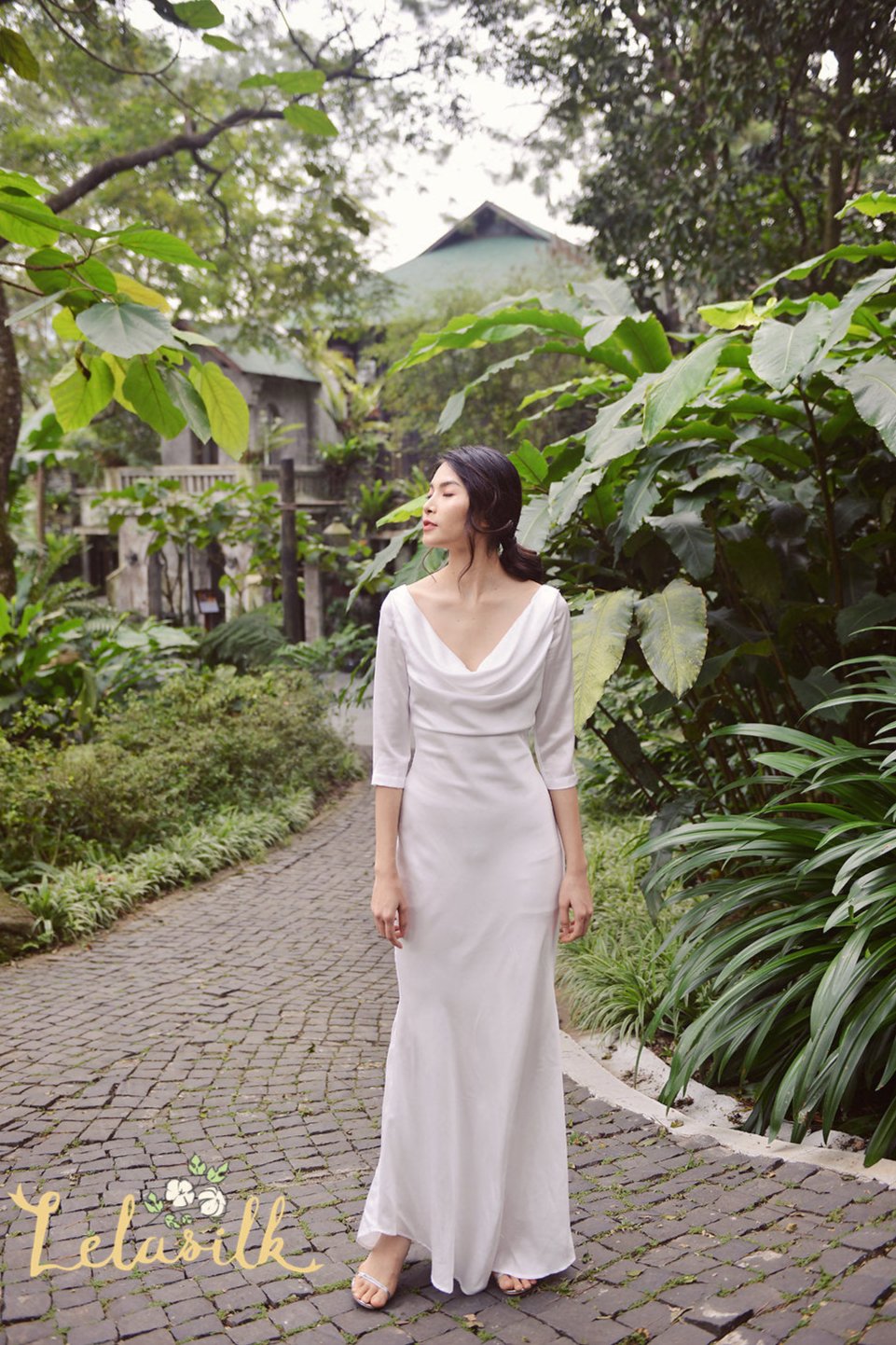CANDACE Cowl Neck Silk Dress