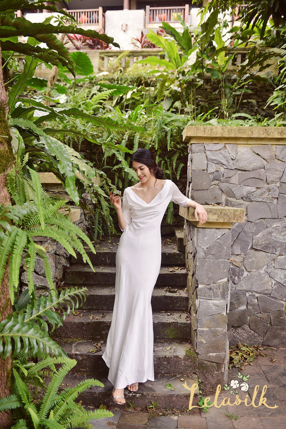 CANDACE Cowl Neck Silk Dress