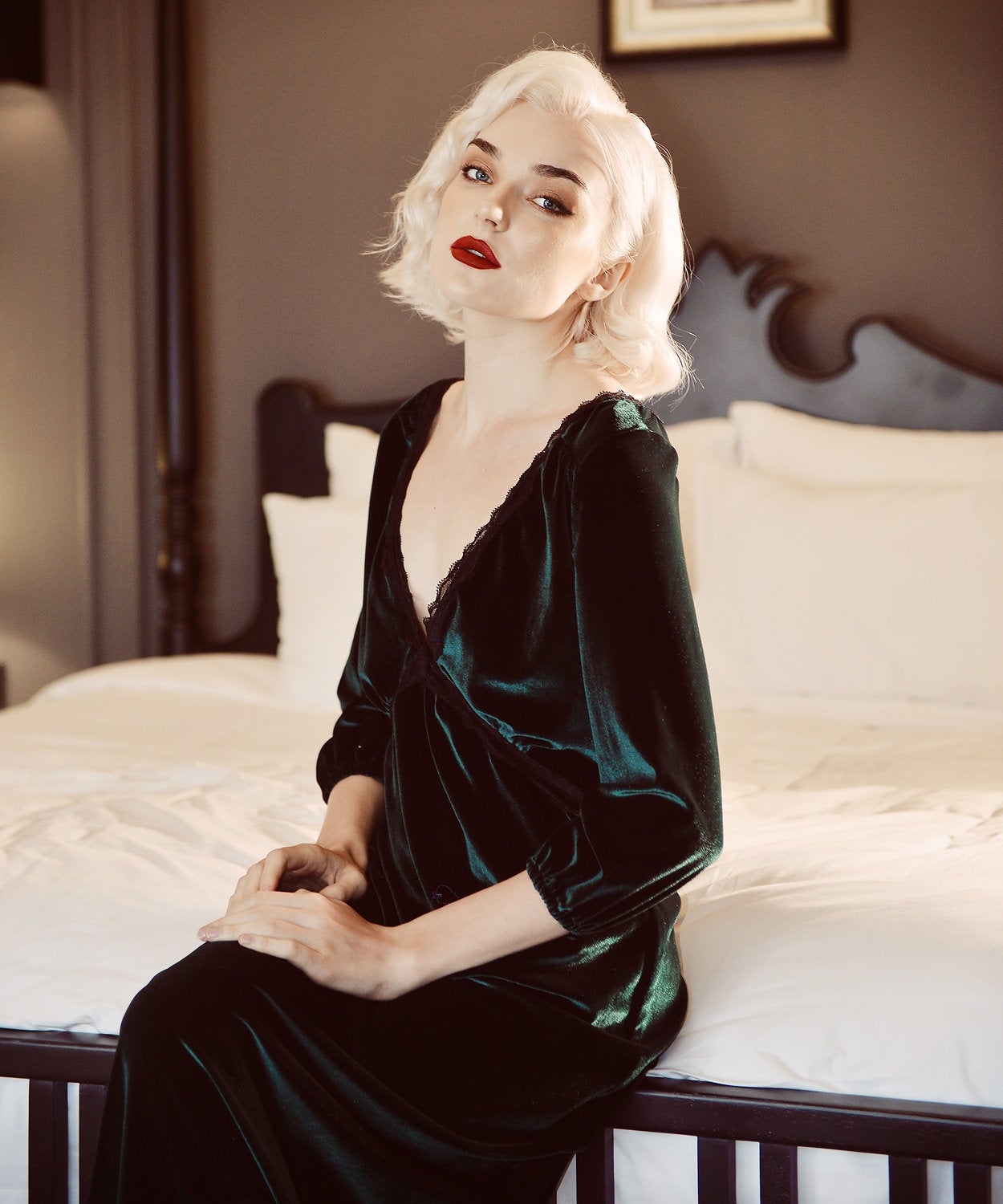 Long Velvet Dress - Women Sexy Gown - Sexy Classic Nightgown