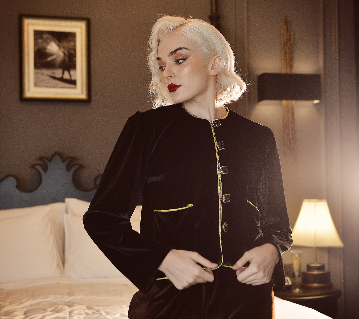 Velvet Blazer Suit - Women Short Blazer - Velvet Jacket for Women