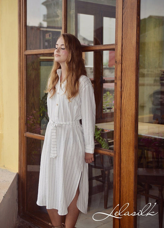 Loose Linen Shirt Dress - Long Sleeves Shirt Dress - Sleeve Shirt Tunic
