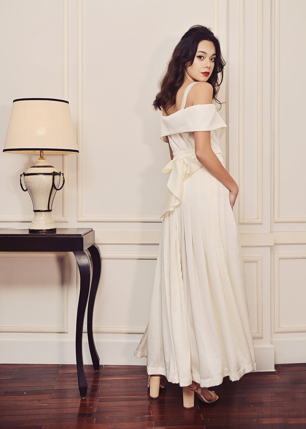 Off Shoulder Silk Dress - Long Silk Dress - Women Summer Midi Dress