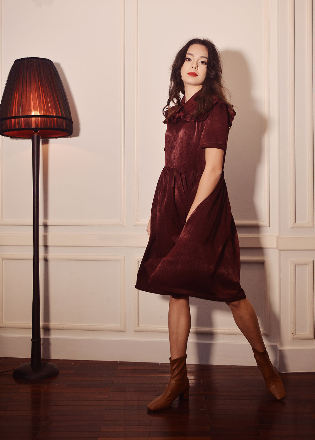 Velvet Short Dress - Women Velvet Dress - Velvet Casual Dress