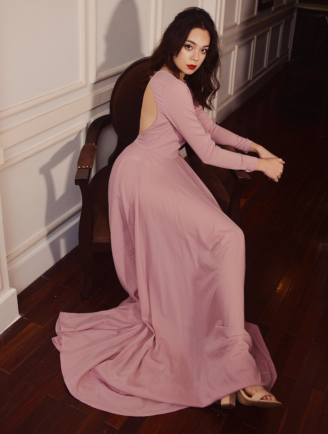 Long Silk Dress - Women Silk Dress - Silk Evening Gown - Wedding Guest Dress - LelaSilk