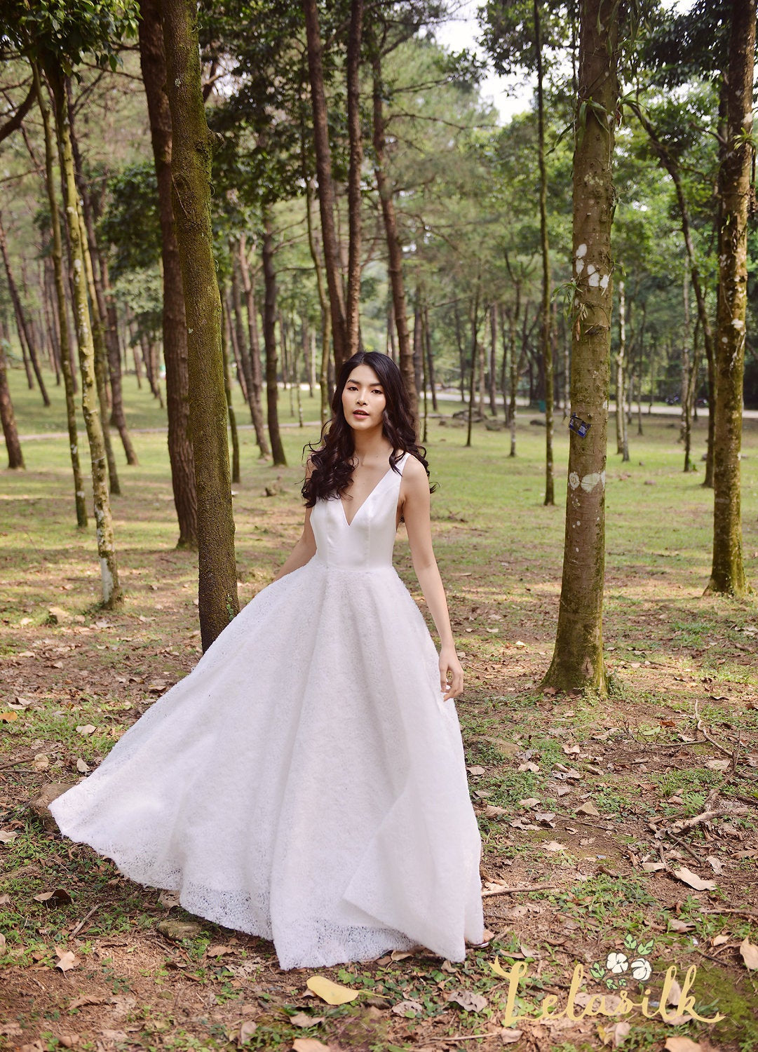 Lowback Wedding Dress - Boho Bridal Gown - Outdoor Wedding Dress