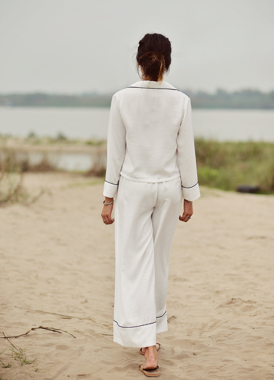 White Silk Pajamas - Silk Women Homewear - Women Breastfeeding PJs - Baby Shower Gift - Gift for Mother
