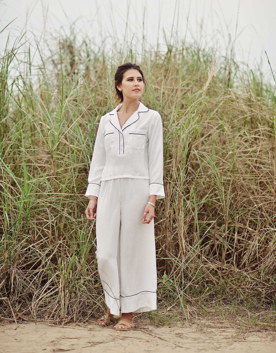White Silk Pajamas - Silk Women Homewear - Women Breastfeeding PJs - Baby Shower Gift - Gift for Mother